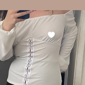 Off the shoulder hook and eye blouse